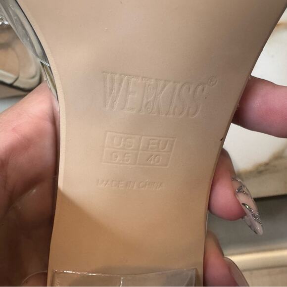 Wet Kiss Women’s Clear Crystal Rhinestones Slingback Pump Heels Size 9.5 - Picture 12 of 13